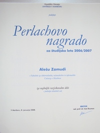 2008 UM Perlachova nagrada najboljse raziskovalno delo tehniskih ved 