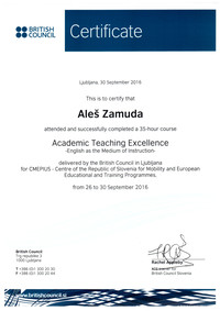 2016 British Council academic teaching excellence